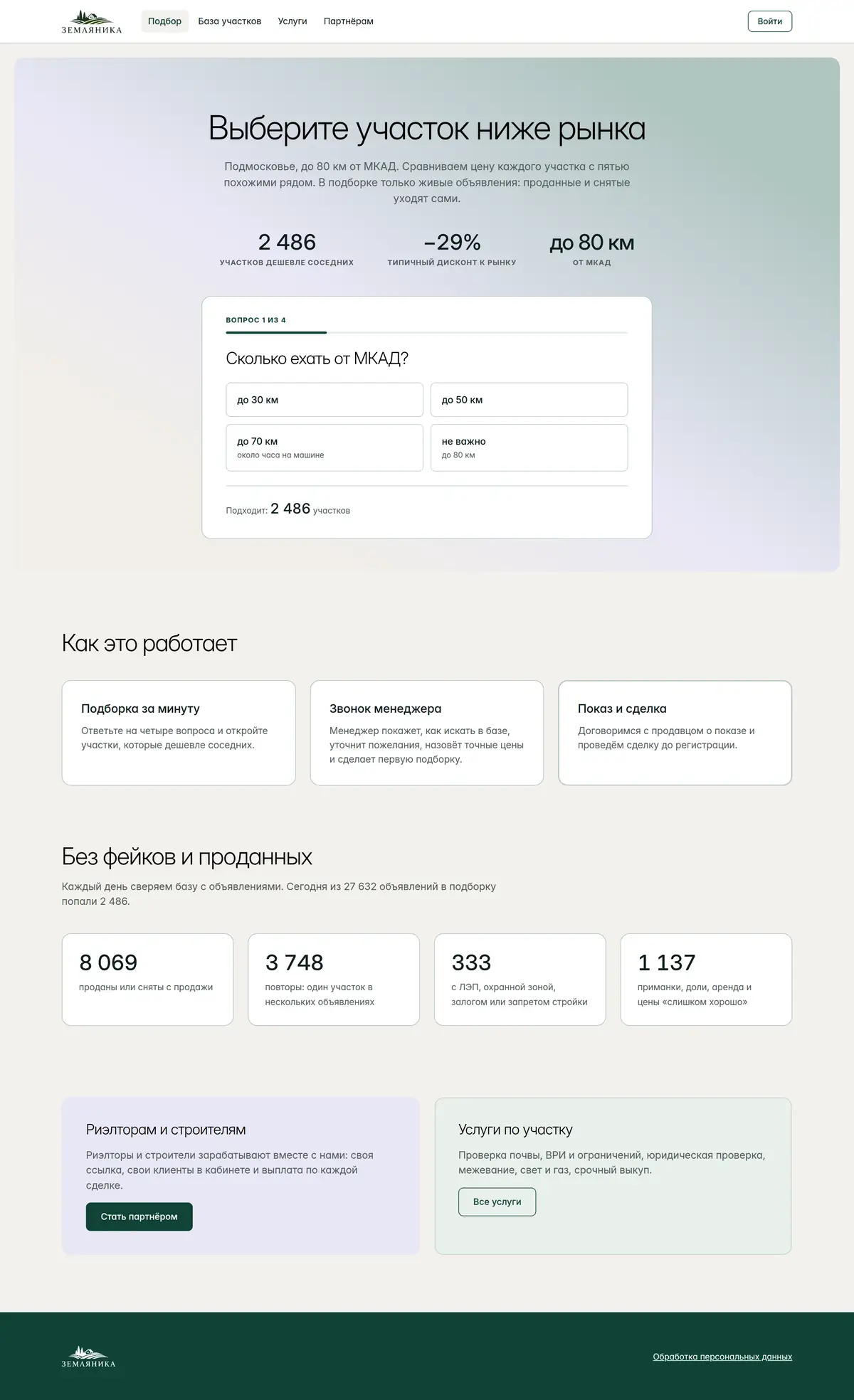Участки ниже рынка
